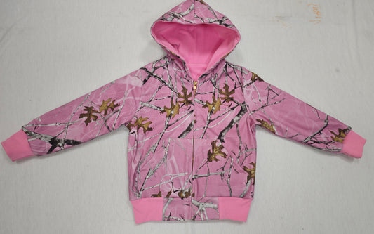 MOQ 5 PCS Preorder GT1591 Branches Leaves Pink Hooded Zip Sleeve Girls Tops Coat 202601