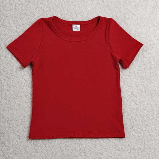 GT1634 Solid Red Short Sleeve Girls Yoga Tops 202606 RTS