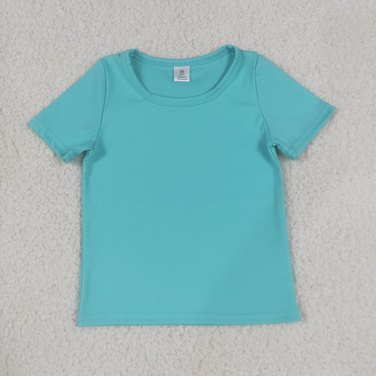 GT1637 Solid Blue Green Short Sleeve Girls Yoga Tops 202608 RTS