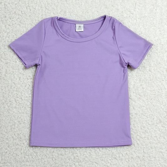 GT1638 Solid Purple Short Sleeve Girls Yoga Tops 202606 RTS
