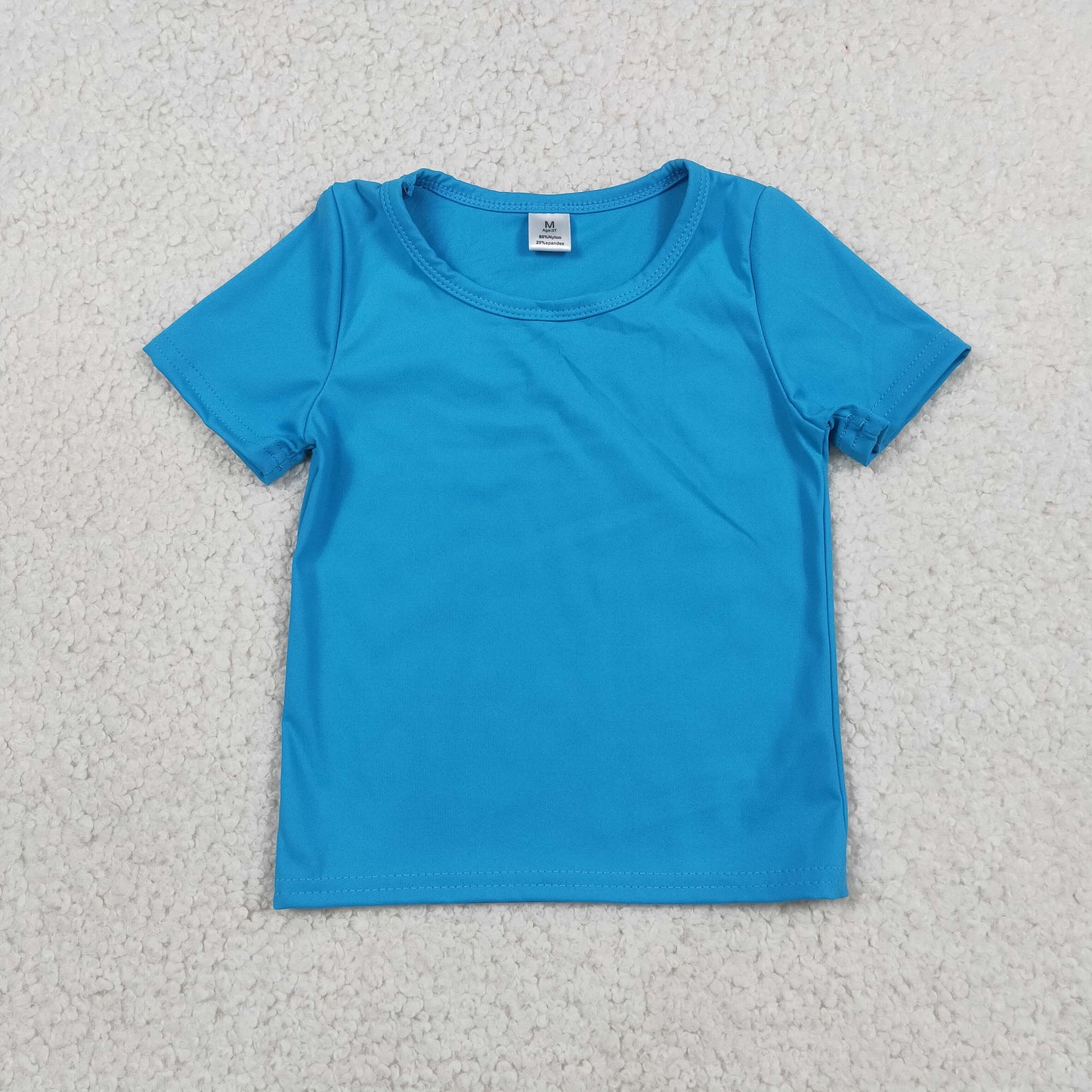 GT1639 Solid Blue Short Sleeve Girls Yoga Tops 202605 RTS