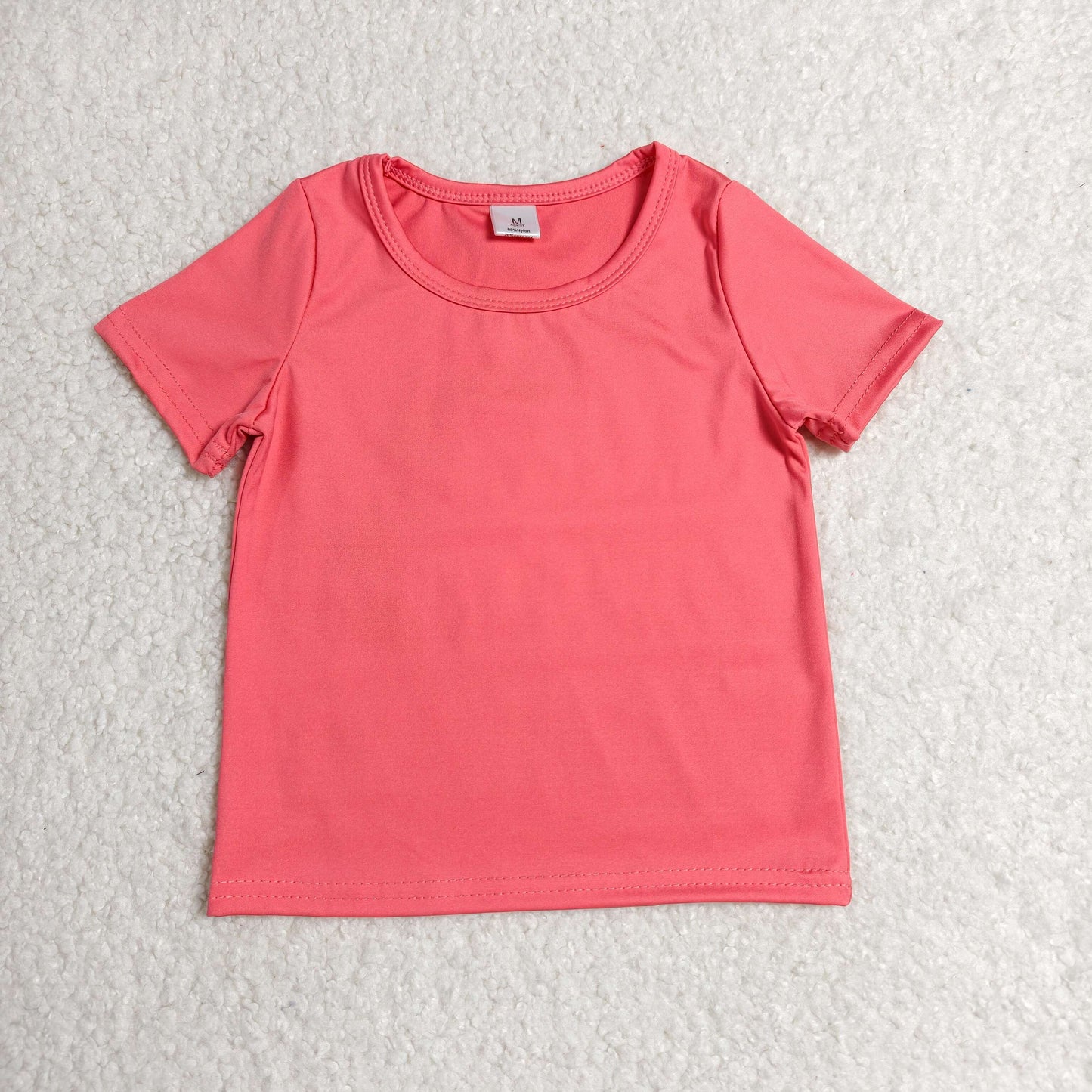 GT1641 Solid Coral Red Short Sleeve Girls Yoga Tops 202606 RTS