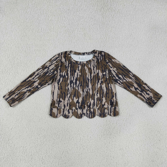 GT1686 Camouflage Scalloped Long Sleeve Girls Tops 202608 RTS