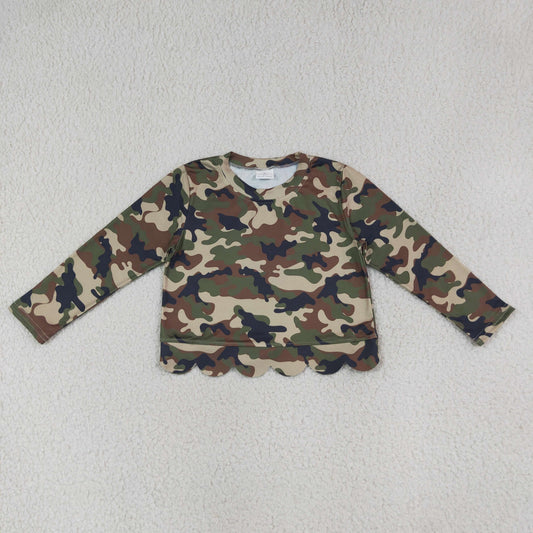GT1691 Camouflage Scalloped Long Sleeve Girls Tops 202608 RTS