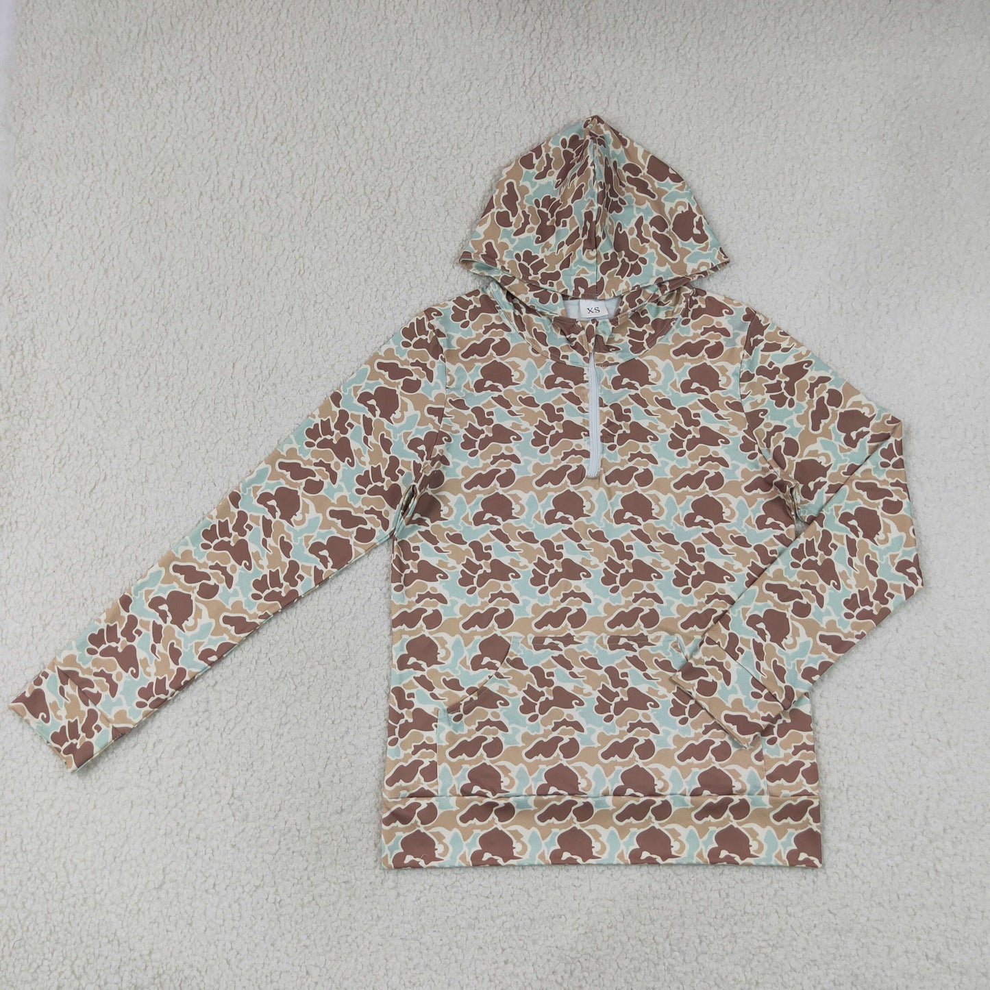 GT1709 Adult Female Green Brown Camouflage Hooded Zipper Long Sleeve Top 202607 RTS