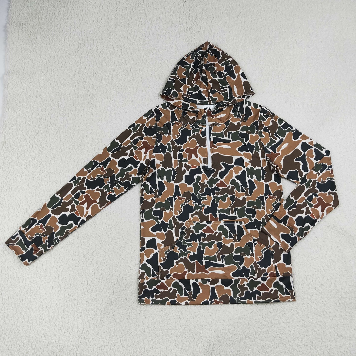 GT1710 Adult Female Brown Green Camouflage Hooded Zipper Long Sleeve Top 202607 RTS