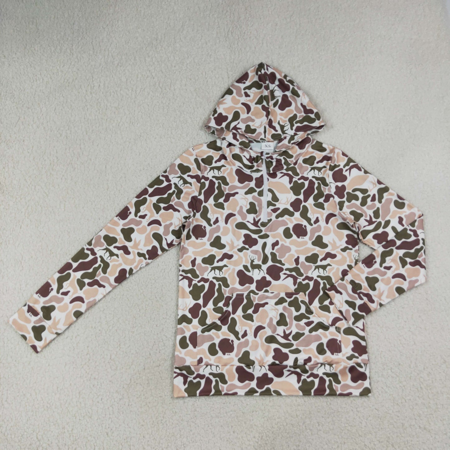 GT1711 Adult Female Deer Hunting Beige Brown Green Camouflage Hooded Zipper Long Sleeve Top 202607 RTS