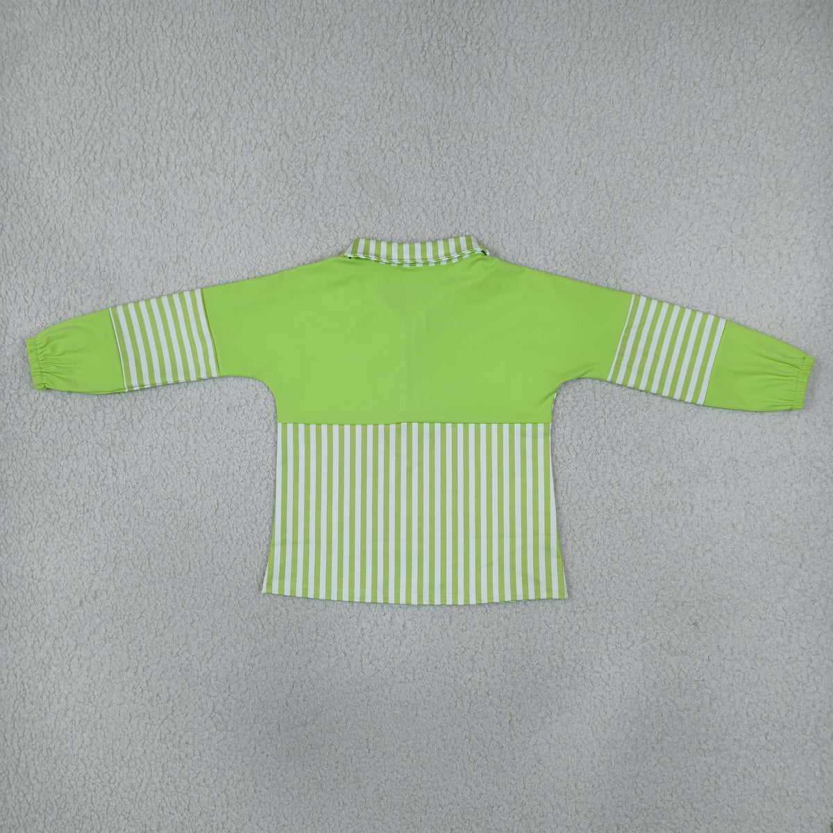 GT1718 Green Stripe Yoga Zipper Polo Pullover Kids Girls Shirt Top