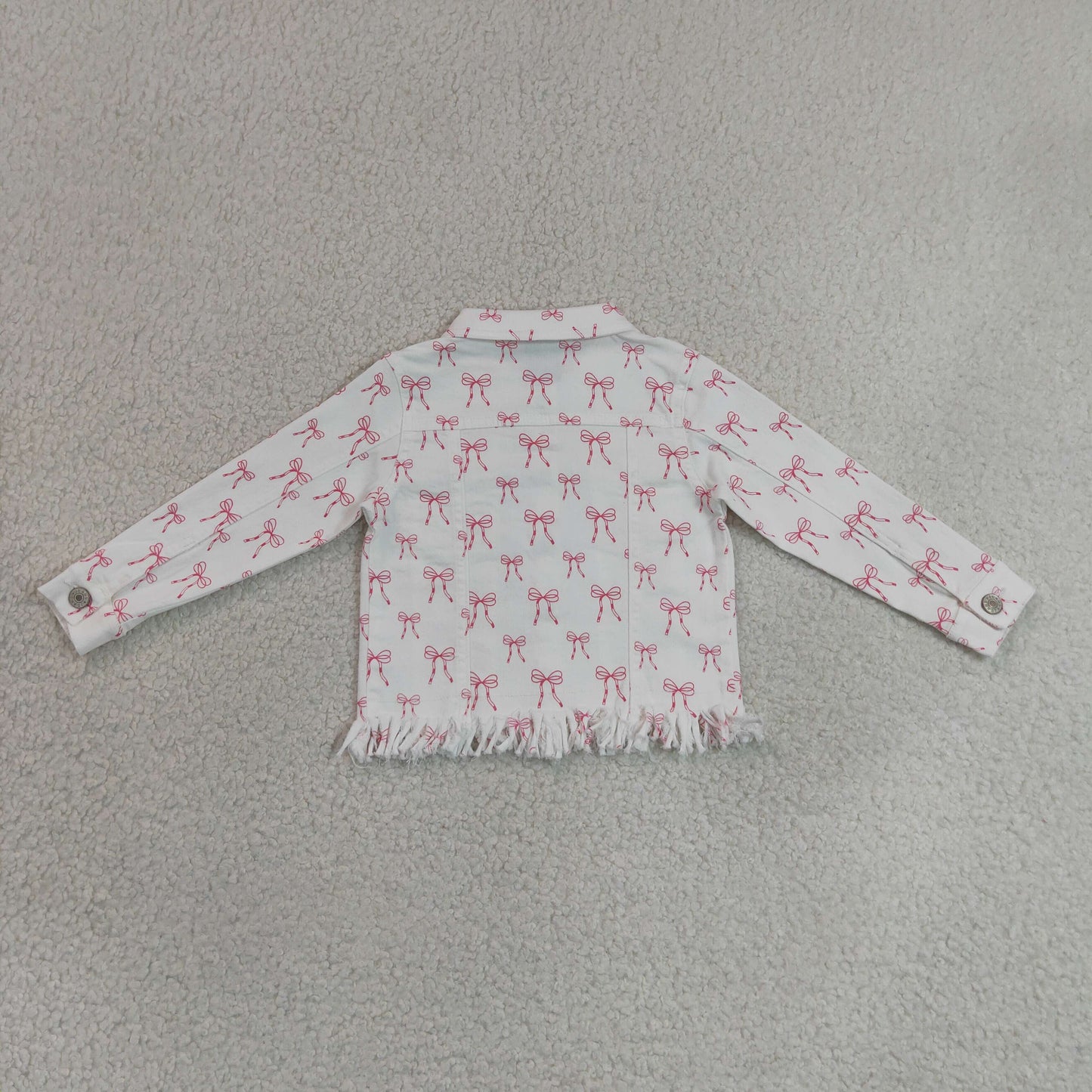 GT1729 Pink Bows White Girls Denim Jacket