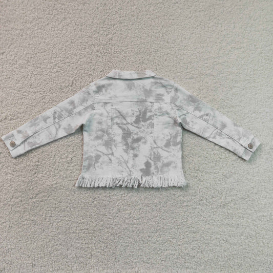GT1752 Off-White Long Sleeve Boy & Girl Denim Jacket with Fringe 202607 RTS