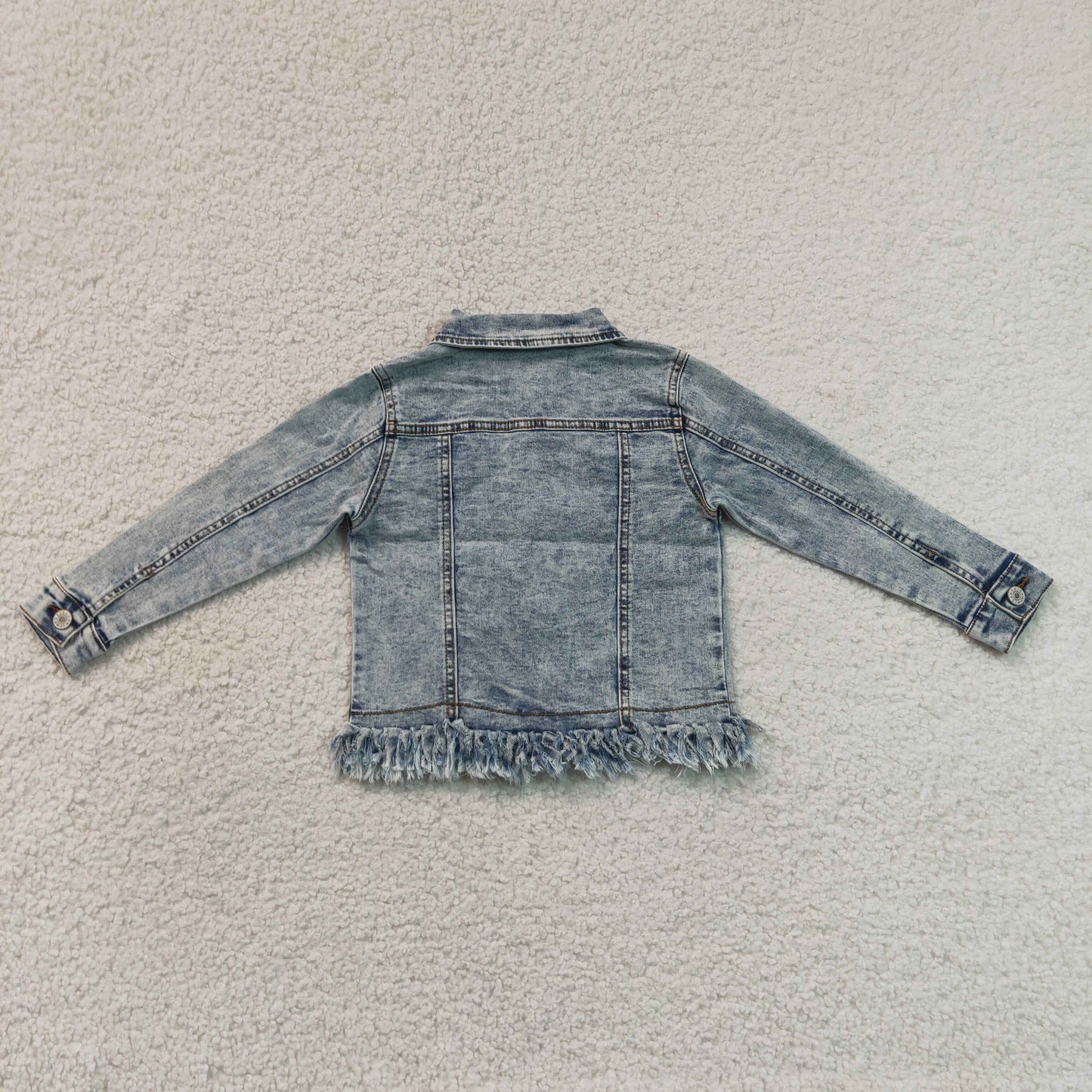 GT1753 Off-Blue Pocket Long Sleeve Boy & Girl Denim Jacket with Fringe 202607 RTS