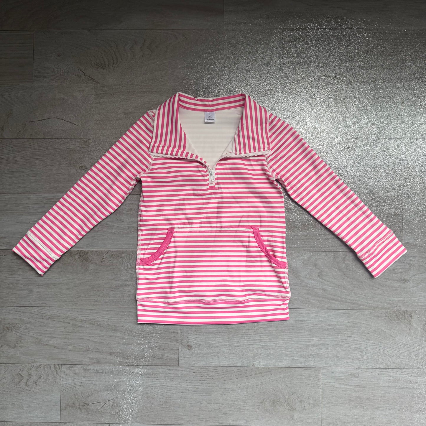 NO MOQ Preorder GT1783 Pink Stripe Zip Collar Polo Long Sleeve Girls Yoga Tops 202607