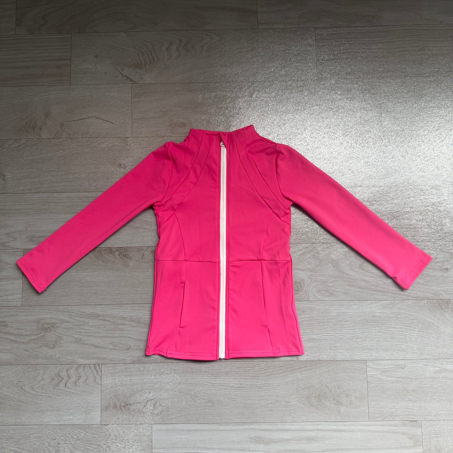 NO MOQ Preorder GT1802 Solid Rose Red Zip Long Sleeve Girls Yoga Tops 202607 (The zipper will be replaced later to match the garment's color scheme.)