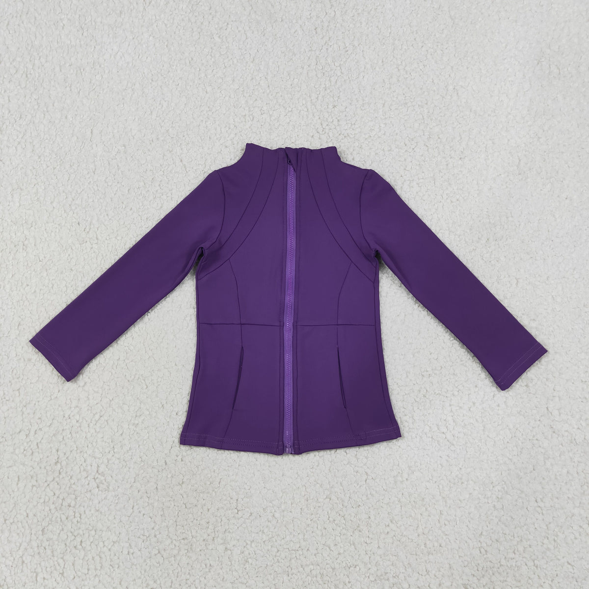 GT1803 Purple Zipper Yoga Kids Girls Coat