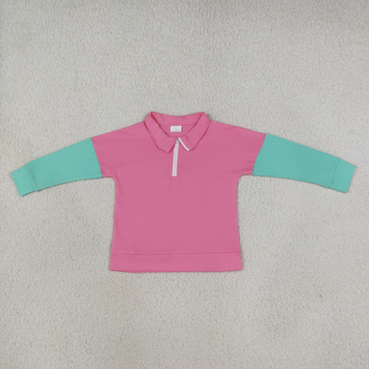 GT1820 Rose Red Kids Girls Zipper Pullover