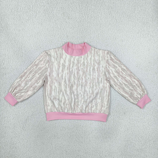 GT1889 Hunting Camo Pink Mockneck Yoga Kids Girls Shirt Top