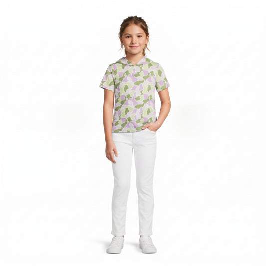 GT1918 Easter Bunny Camo Hoodies Pullover Girls Shirt Top