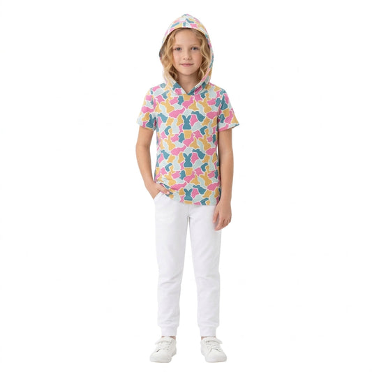 GT1919 Easter Bunny Camo Hoodies Pullover Girls Shirt Top