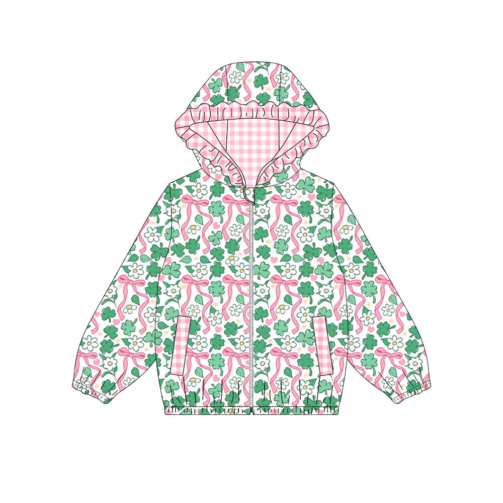 Preorder MOQ 5 pcs Each Style Saint Patrick Leaves Flower Bows Kids Matching Clothes