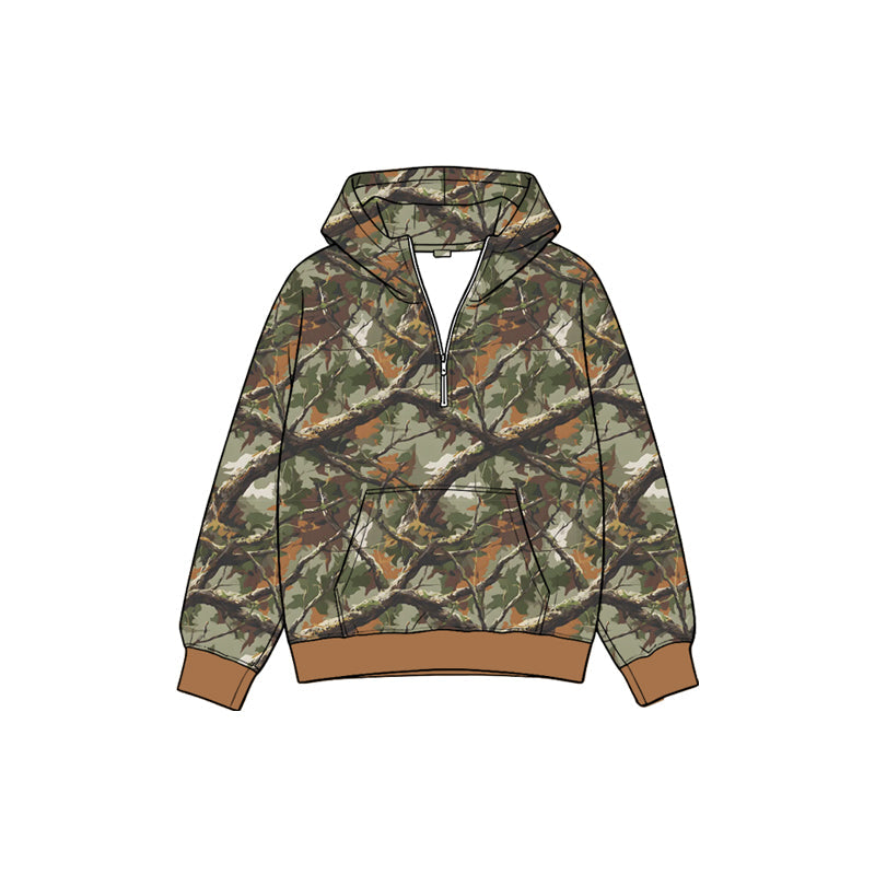 Preorder MOQ 5 Pcs GT1937 Hunting Camo Leaves Zipper Shirt Kids Girls Hoodies Pullover