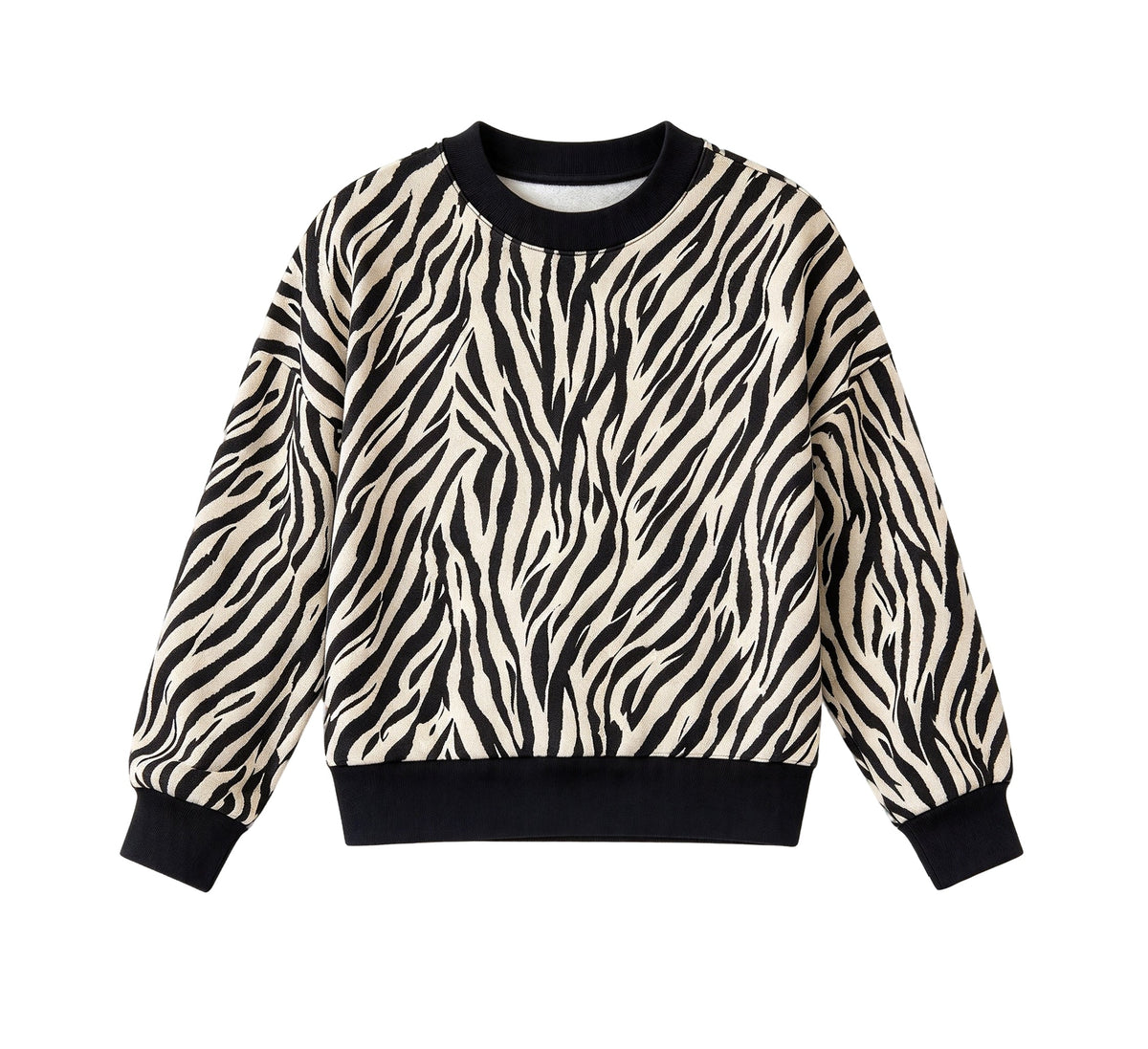 Preorder MOQ 5 pcs Each Style Beige & Black Zebra Print Pullover Mommy and Me Matching Clothes