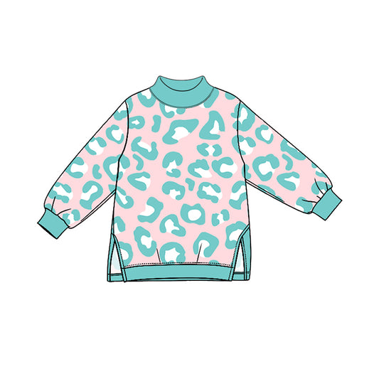 Preorder MOQ 5 pcs GLP3990 Leopard Blue Green Yoga Girls Set