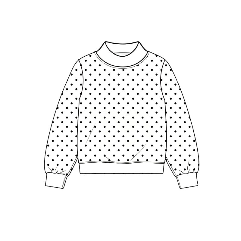 Preorder MOQ 5 pcs Each Style Dots White Middle Neckline Pullover Mommy and Me Matching Clothes