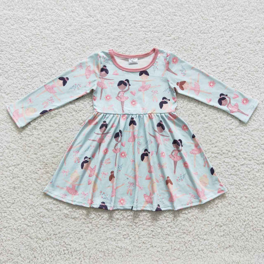 GLD0309 Pink Blue Dance Girls Short Sleeve Dresses
