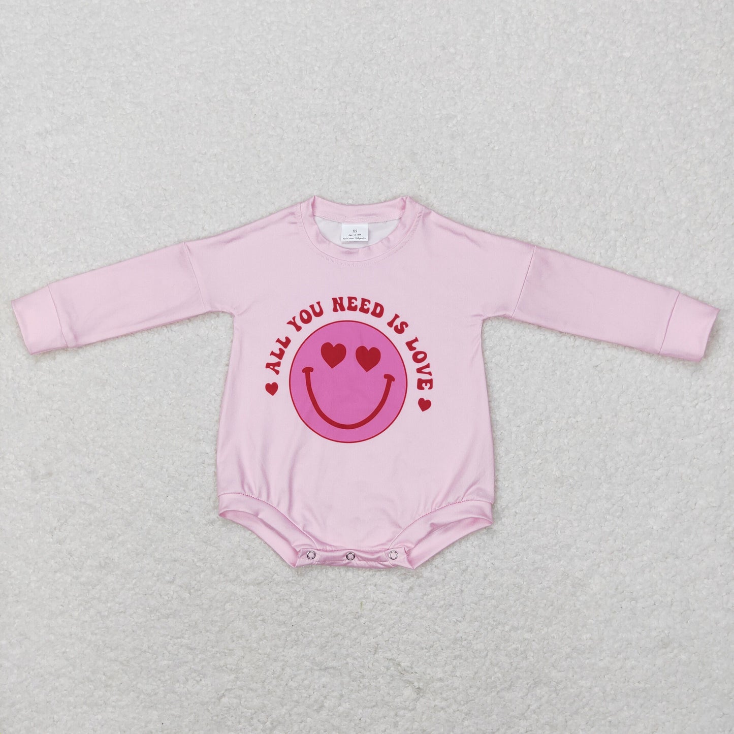 LR0765 Valentines Romper Pink long sleeve Romper baby romper smiley RTS 202412