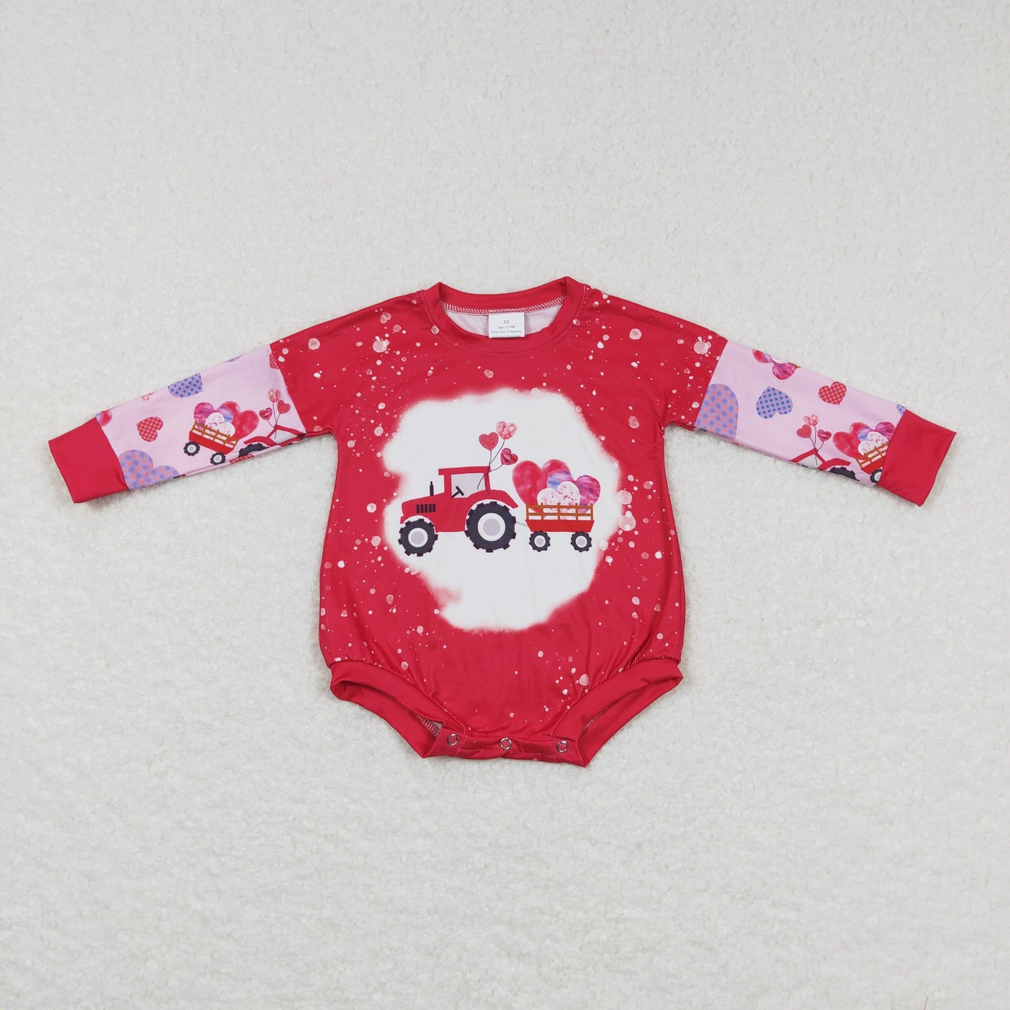 LR0773 Valentines Romper Rose Red long sleeve Romper with truck love RTS 202412