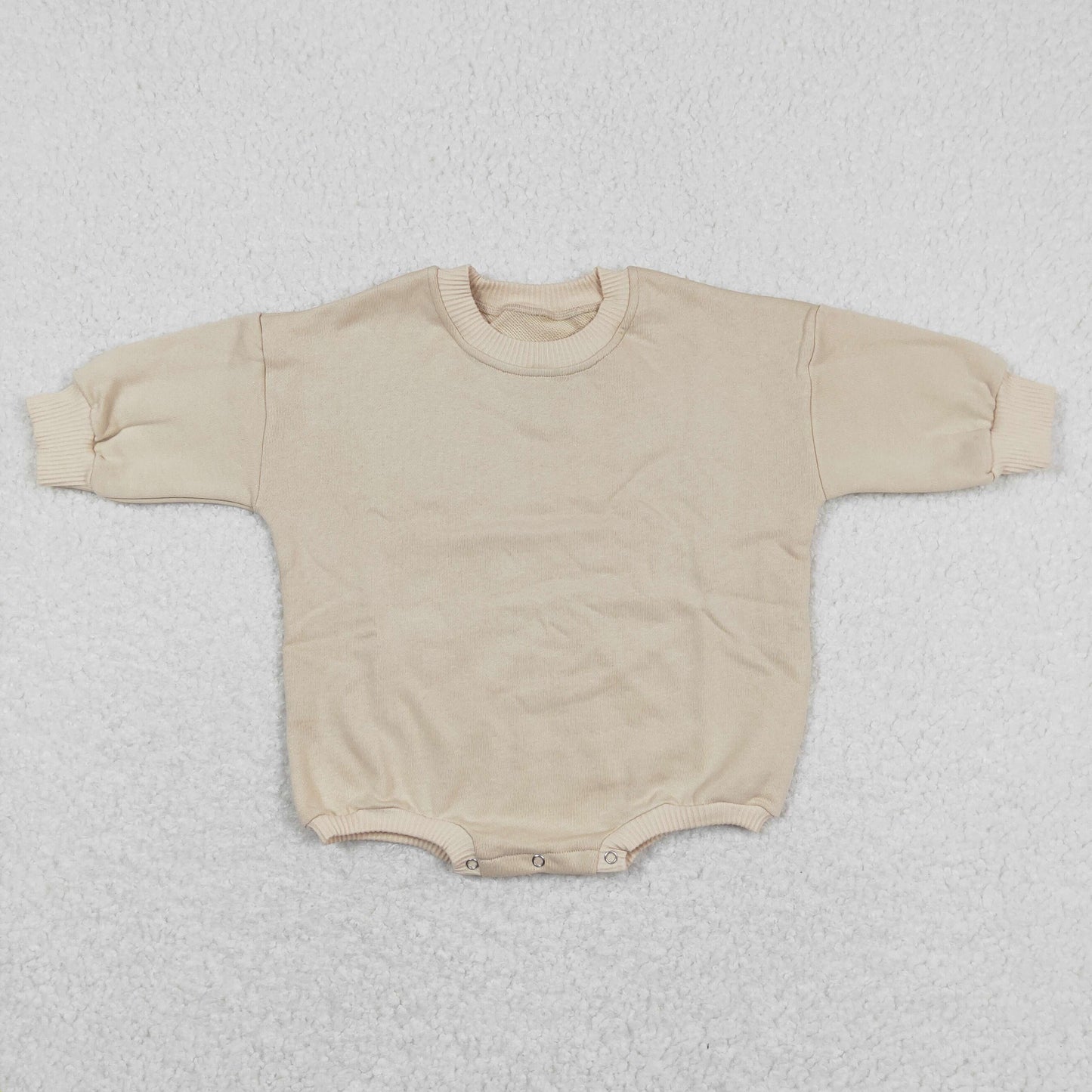 LR0916 Winter Thickened Fleece Pure Beige Long Sleeve Bubble Romper RTS 202508