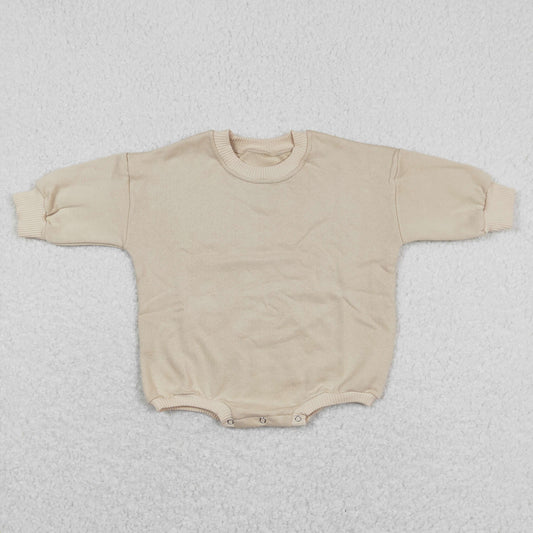 LR0916 Winter Thickened Fleece Pure Beige Long Sleeve Bubble Romper RTS 202508