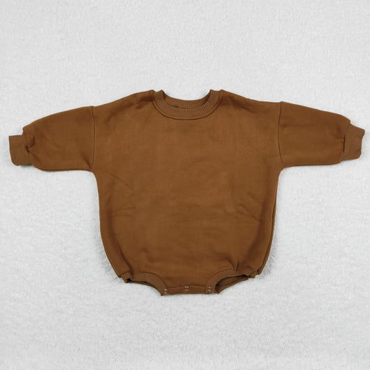 LR0922 Thickened pure brown long sleeve romper high quality baby boy romper 20240401 RTS