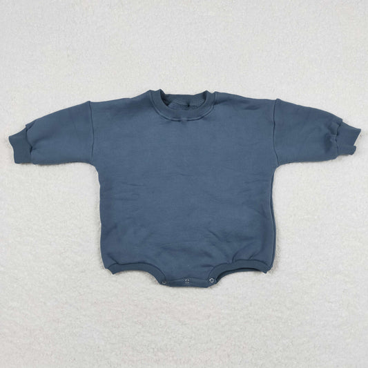 LR0925 Thickened pure haze blue long sleeve romper high quality baby boy romper 20240401 RTS