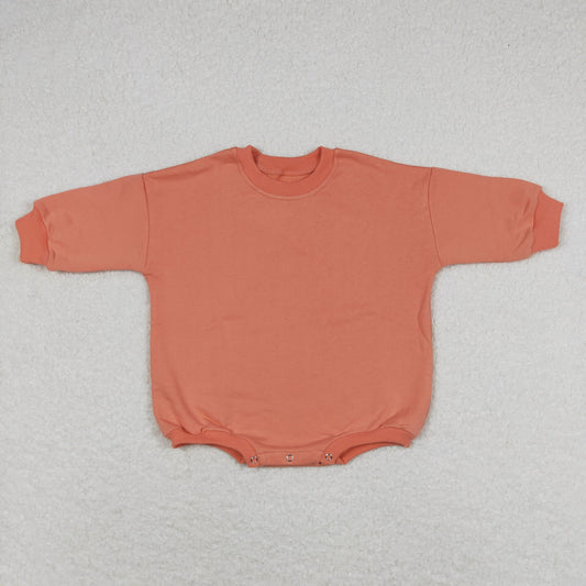 LR0929 Thick pure orange pink long sleeve romper high quality baby boy romper 20240401 RTS