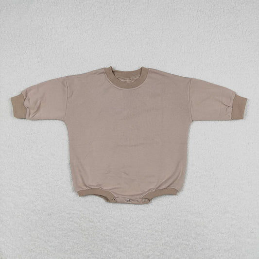 LR0931 pure light brown long sleeve romper high quality baby boy romper 20240401 RTS