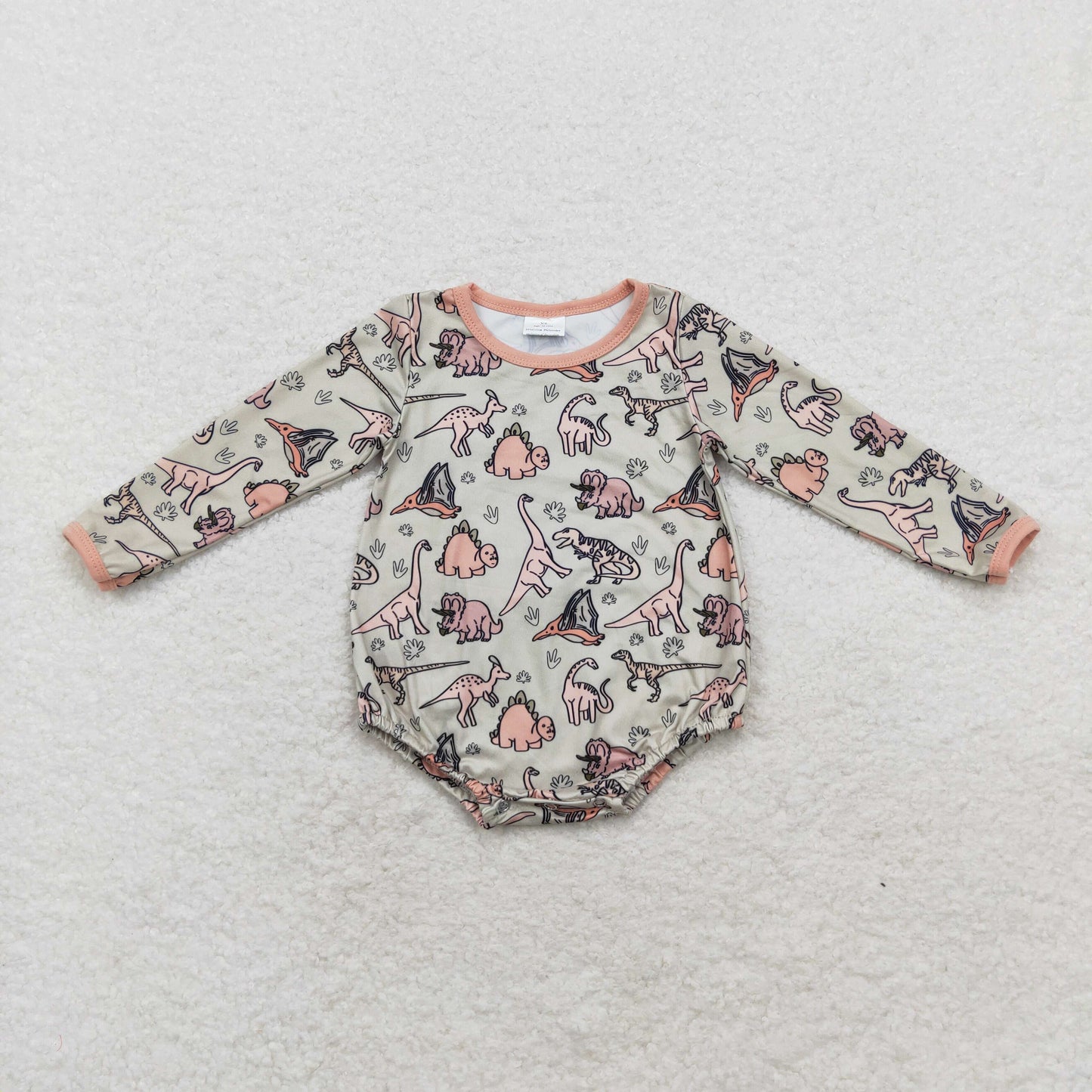 LR1022 Dinosaur brown green long-sleeved onesie
