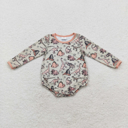 LR1022 Dinosaur brown green long-sleeved onesie