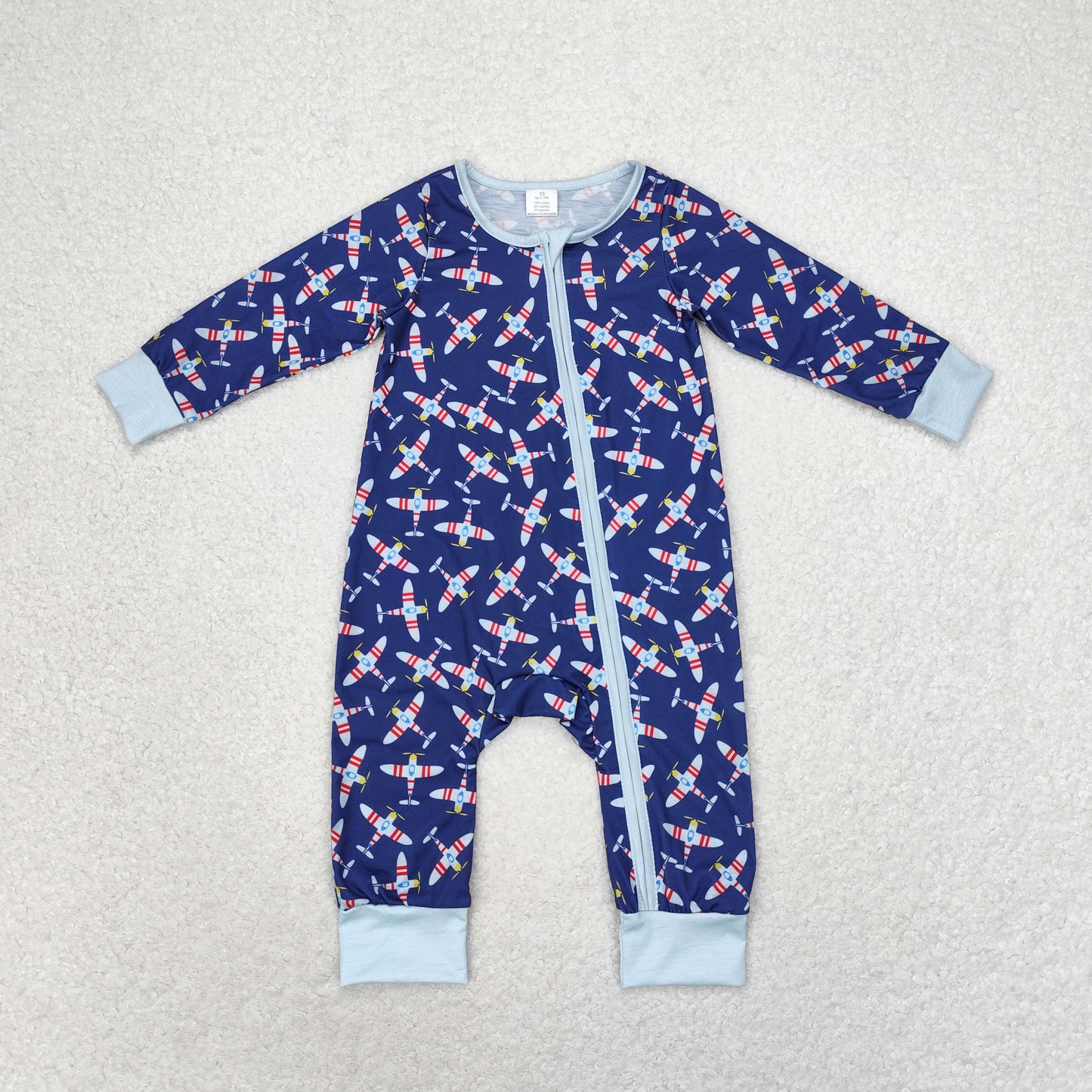 LR1024 Modal Aircraft navy blue zipper long sleeve romper High quality baby knit sweater romper new born