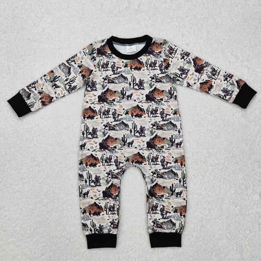 LR1064 Baby boy Romper Western rodeo style long sleeve romper RTS 202412