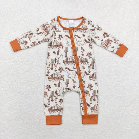 LR1164 RTS Modal Steed Cactus Peak zipper long sleeve Rompers Bamboo Pajamas RTS Local Warehouse