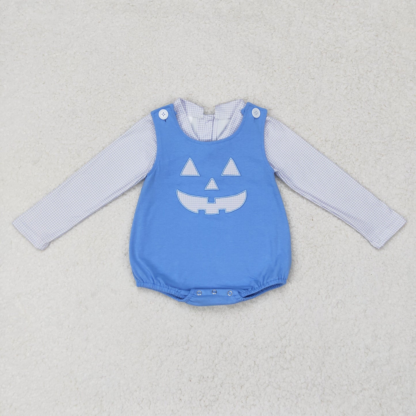 LR1172 western clothes Halloween Vintage Style Blue Plaid Doll Collar Set Long Sleeve Romper Western Clothes with No MOQ