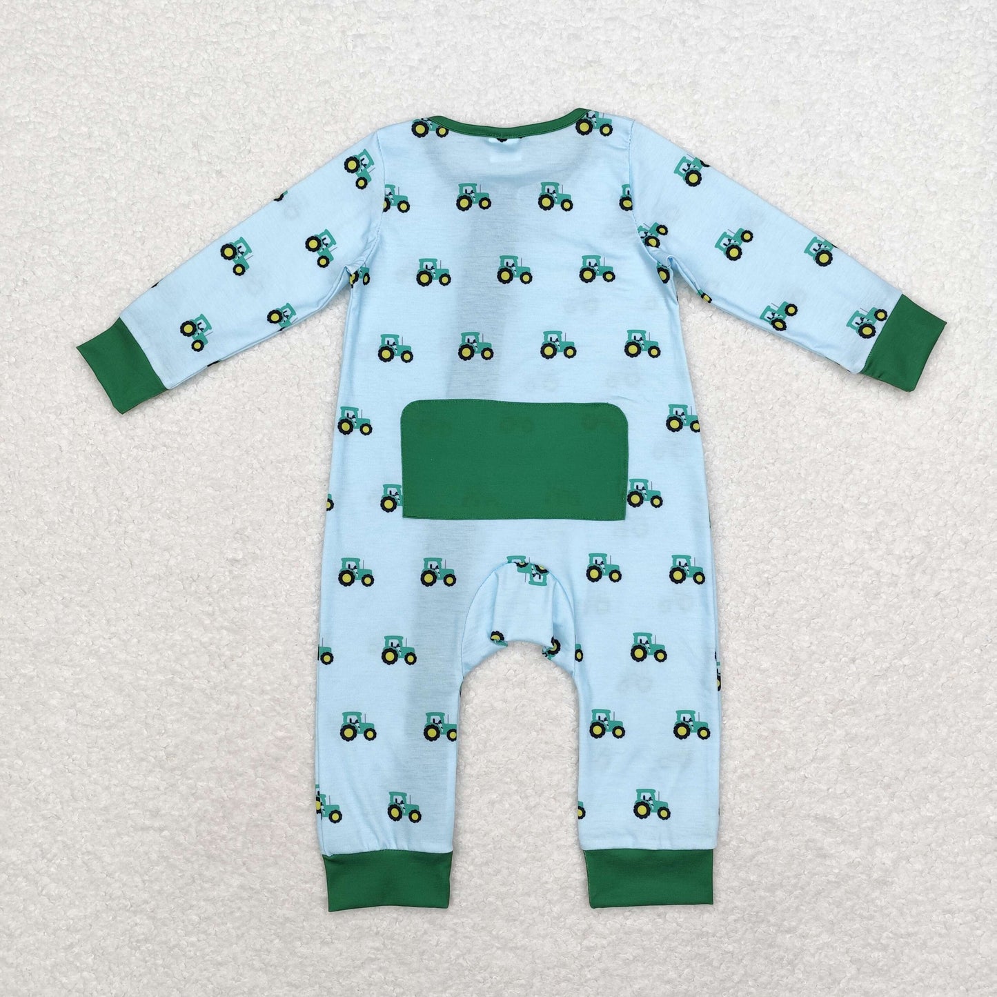 LR1253 Modal tractor turquoise zipper long-sleeved onesie