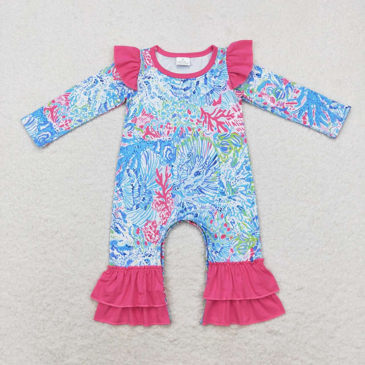 LR1327 Seaweed rose red lace long-sleeved onesie
