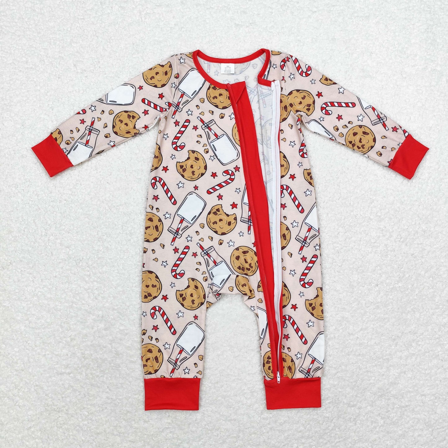 LR1426 Modal milk cookie zip-up long-sleeved onesie