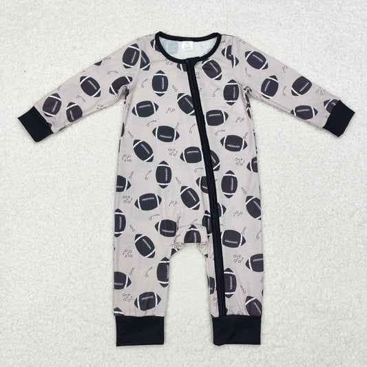 LR1435 Modal football pattern zipper long-sleeved onesie