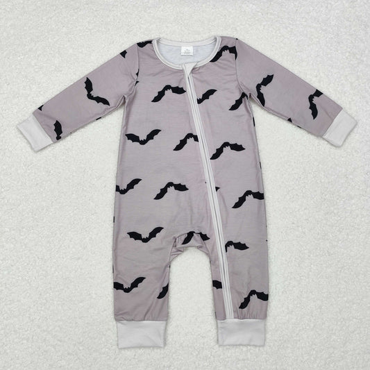 LR1438 Modal Bat off-white zip-up long-sleeved onesie