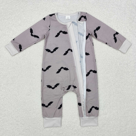 LR1438 Modal Bat off-white zip-up long-sleeved onesie