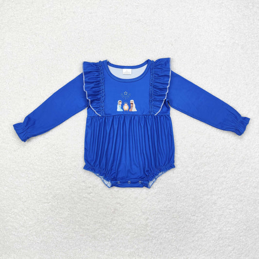 LR1473 Jesus Blue lace long sleeve onesie high quality wholesale