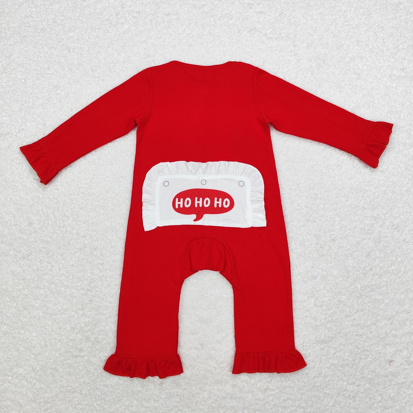 LR1668 hoho Embroidery Santa Lace Red zipper long sleeve onesie High quality wholesale
